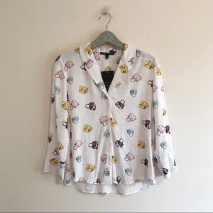 Como Black | NWT Purse Print Button Down Top